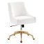 Elegant White Performance Velvet Office Chair with Gold Base