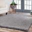 Plush Gray Shag Area Rug 5' x 8' with Cotton Backing