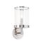 Adria Elegance 1-Light Polished Nickel Sconce with Glass Shade