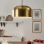 Sleek Contemporary 17" Satin Brass LED Bowl Pendant Light