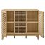 Mid-Century Slatted Oak Bar Cabinet with Integrated Wine Rack
