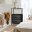 Multifunctional Fabric 2-Drawer Nightstand with Sturdy Steel Frame