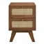 Walnut and Rattan 2-Drawer Nightstand with Splayed Legs