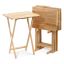 Solid Rubberwood Natural Finish Folding TV Tray Table Set