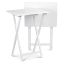 Compact White Solid Rubberwood Folding TV Tray Tables, 2-Piece Set