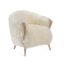 Whitewash Ivory Sheepskin Wood Handcrafted Armchair