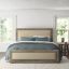 Willow Rustic Beige Queen Upholstered Bed with Nailhead Trim