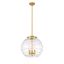 Athens Deco Swirl Satin Gold 3-Light Sphere Pendant