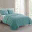 Full Blue Reversible Microfiber Quilt Set