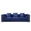 88'' Luxe Blue Velvet Tufted Sofa with Nailhead Trim & Ottoman
