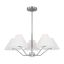 Modern Mid-Century 5-Light Chandelier with White Fabric Shade