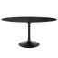 Modern Mid-Century 60" Oval Marble & Wood Dining Table in Black