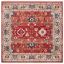 Hand-Knotted Red Floral Synthetic Square Rug 79" x 79"