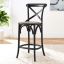 Black Elm Wood Counter Stool with Woven Rattan Seat