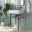 24" White Ceramic Console Bathroom Sink with Black Legs