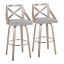 Gray Upholstered Swivel Bar Stool with Wood and Metal Frame