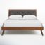Mid-Century Modern Upholstered Queen Bed with Tufted Headboard in Grey