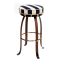 Navy Flatiron Leather-Wrapped Metal Bar Stool with Brass Detailing