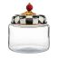 Elegant Courtly Check 7" Black Glass Kitchen Canister with Faux-Cinnabar Knob