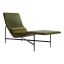 Loden Green Leather Deep Thoughts Chaise with Powder-Coated Steel Base