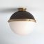 Aged Bronze Opal Glass Globe Semi-Flush Mount Light - Indoor/Outdoor