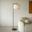 Black 60 in. LED Floor Lamp with Fabric Drum Shade