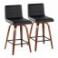 Black Walnut Swivel Upholstered Counter Stools Set