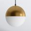 Half Moon Adjustable LED Pendant in Metallic Gold with Satin White Glass