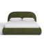 Distressed Green Velvet Queen Upholstered Bed with Headboard