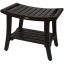 Elegant Harmony 24" Wide Teak Wood Safety Shower Bench with Shelf