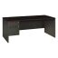 Charcoal Metal Office Desk with Brown Top and Drawer Management