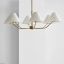 Elegant Mid-Century Satin Brass 6-Light Chandelier with White Linen Shade