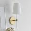 Elegant Monroe Dimmable Brass Wall Sconce with Linen Shade
