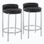 Chloe Luxe Black Leather 29'' Bar Stool with Gold Metal Base