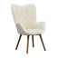 Elegant White Velvet Barrel Wingback Chair with Oak Finish