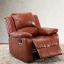 Clifton Caramel Faux Leather Glider Recliner with Wood Frame