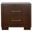 Transitional Cappuccino Brown 2-Drawer Nightstand with Silver Tone Bar Handles