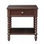 Morocco Brown Acacia Wood 1-Drawer Nightstand with Turned Legs