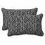 Chevron Embroidered 16'' Black Rectangular Outdoor Throw Pillow Set