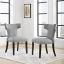 Light Gray Upholstered Wood Side Chair with Nailhead Trim