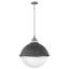 Fletcher Aged Zinc 3-Light Globe Chandelier with Polished Nickel Accents