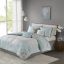 Lucinda Queen Gray and Blue Reversible Cotton Sateen Comforter Set