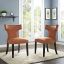 Chic Orange Hourglass Upholstered Side Chair with Wood Legs