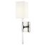 Elegant Polished Nickel Sconce with Off-White Linen Shade