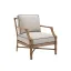 Laguna Beige Stripe Leather-Wrapped Rattan Accent Chair
