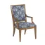 Cotton Blue and Sandstone Upholstered Arm Chair