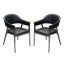 Adele Black Faux Leather Metal Frame Arm Chair Set of 2