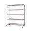 Trinity 60'' Black 5-Tier Adjustable Steel Wire Shelving Unit with Wheels