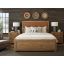 Saddle Brown Leather & Oak California King Upholstered Bed with Nailhead Trim