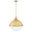 Kyoto 3-Light Satin Brass Bowl Chandelier with Etched Opal Glass